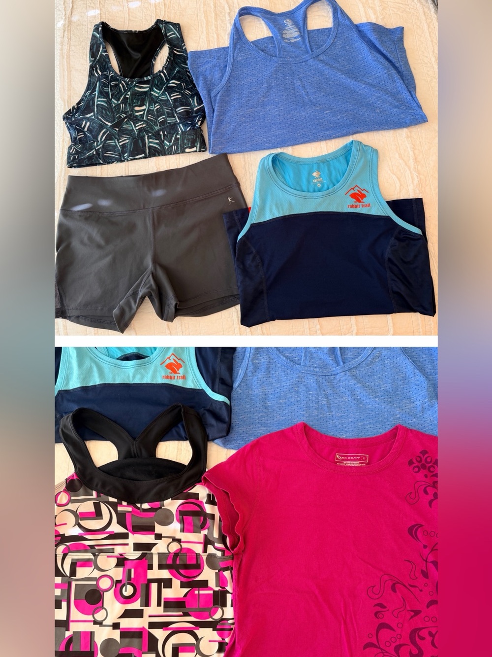 8-Piece Women’s Activewear Workout Lot Mixed Sizes Tops Bras Shorts